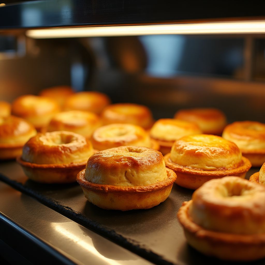 Display case showing variety of fresh Australian pastries and foods