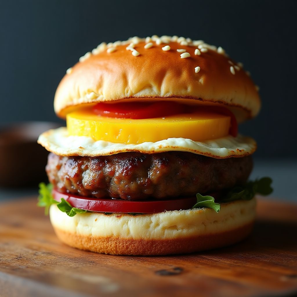 Australian burger with beetroot, pineapple and egg