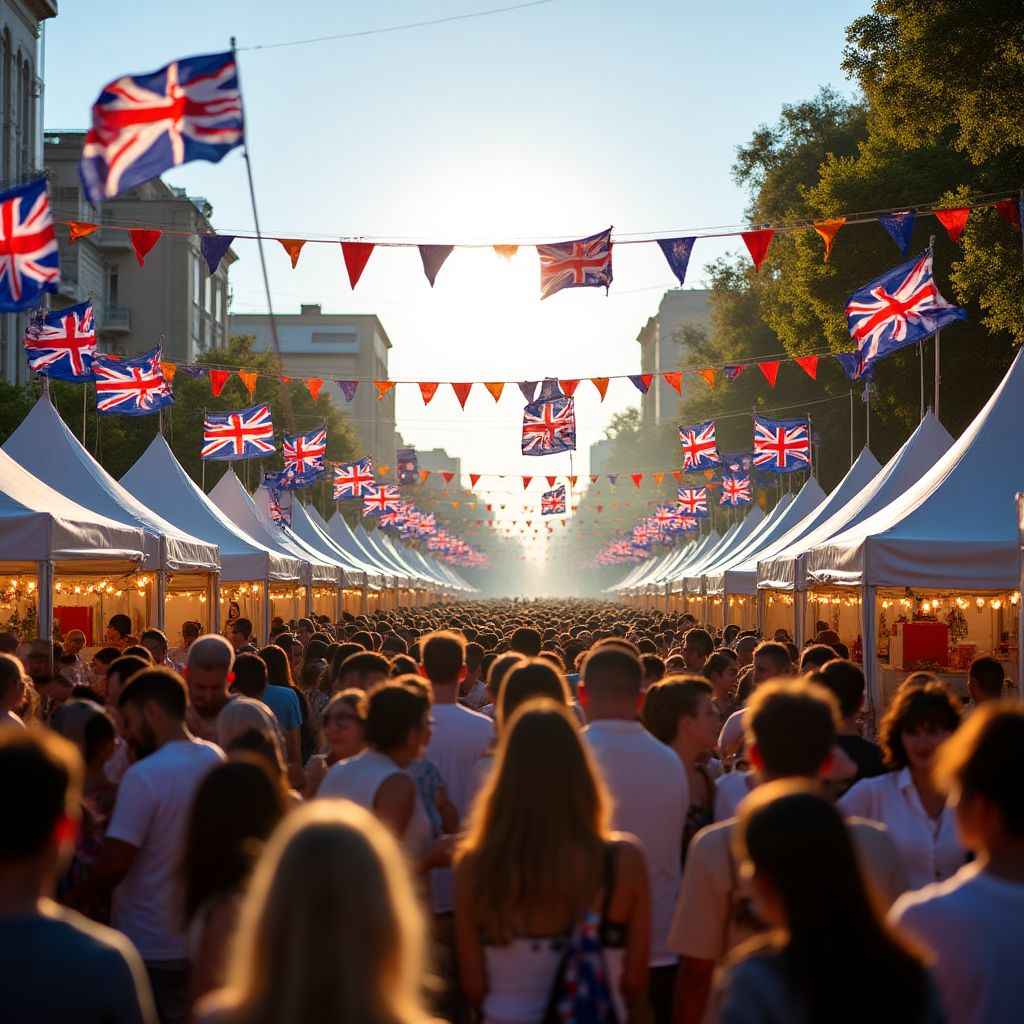 Australia Day festival with food stalls and flags