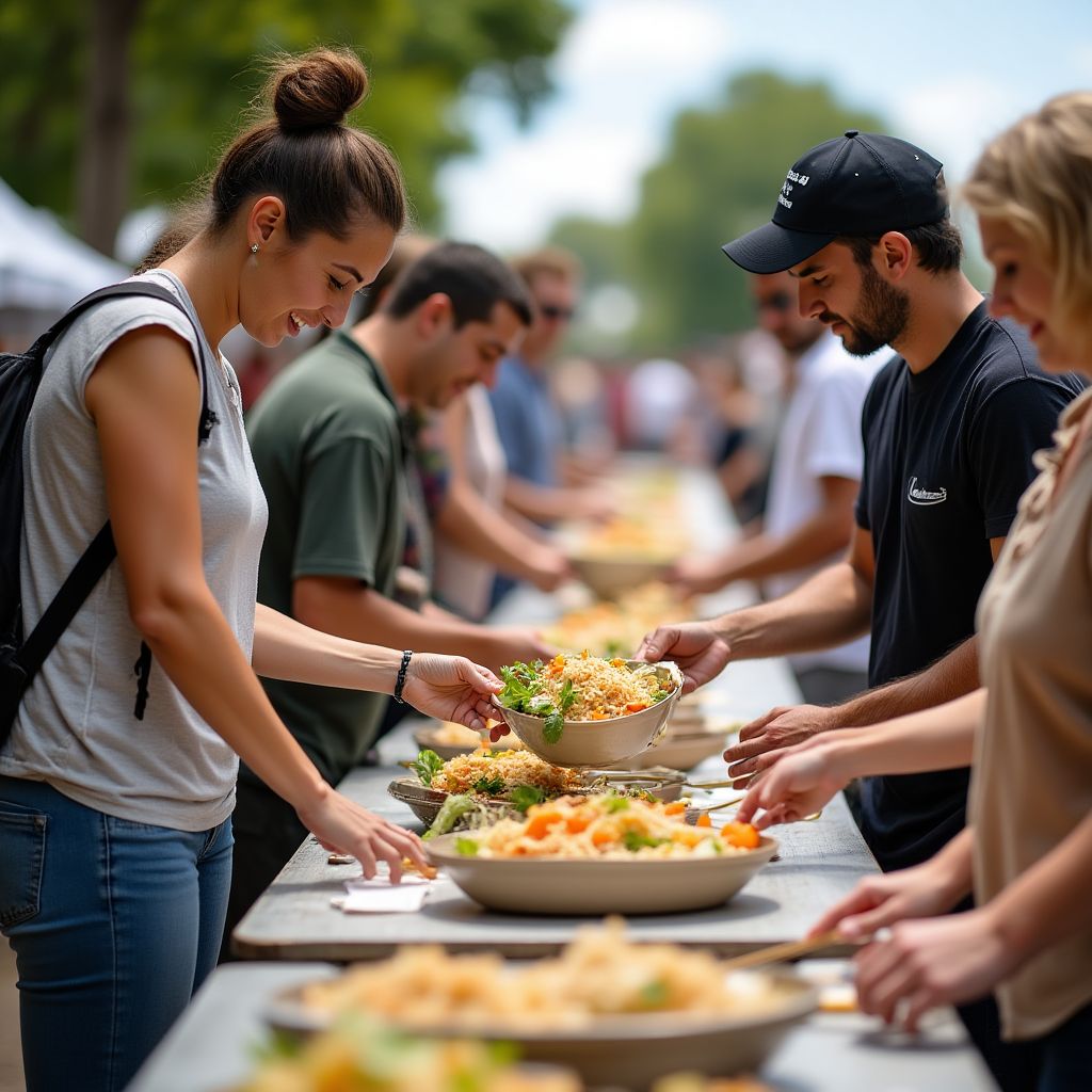 Charity food drive with volunteers in Australian community
