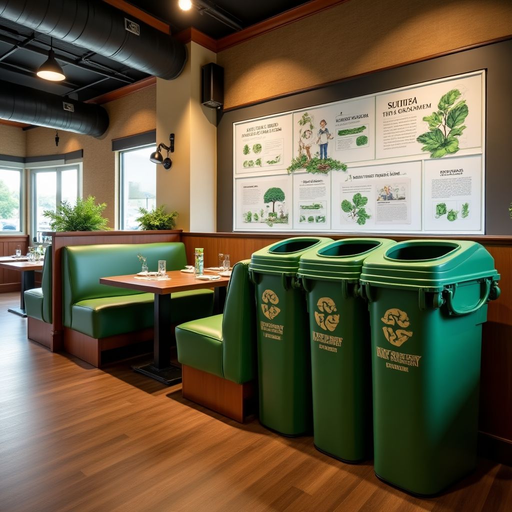 Environmental sustainability with composting and recycling at restaurant