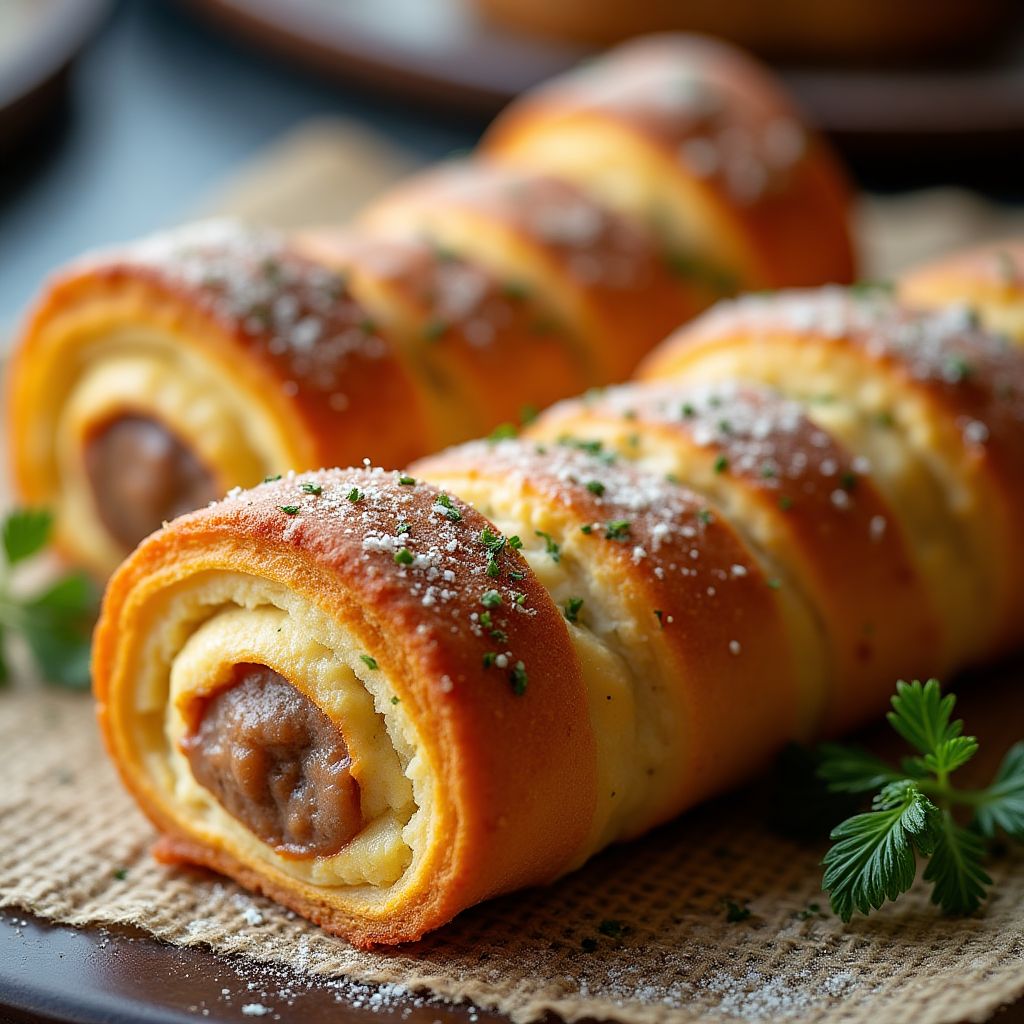 Sausage rolls with puff pastry from Australian bakery